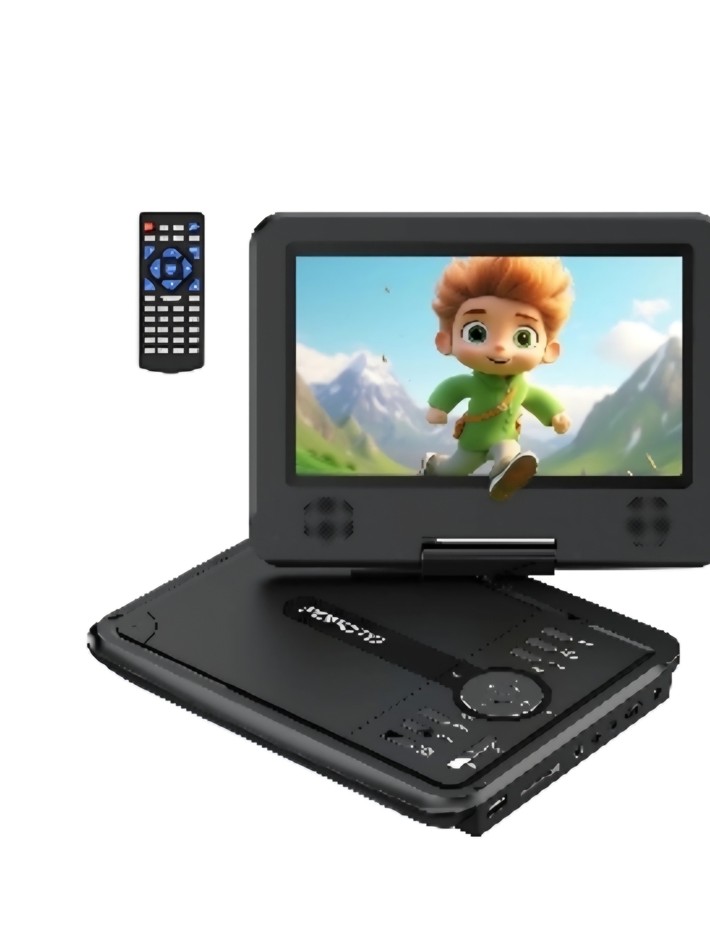 Source Unknown Black Portable DVD Player with Remote and Swivel Screen